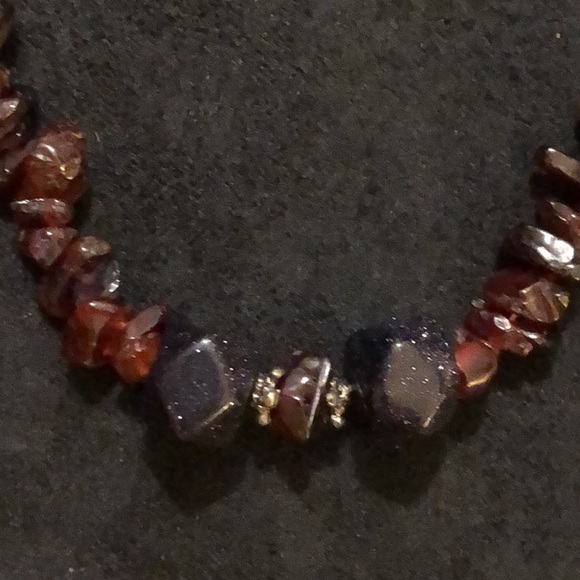 VTG Garnet /Blue Gold Stone 925 Sterling Silver Clasp Necklace. New Condition. - Picture 12 of 15